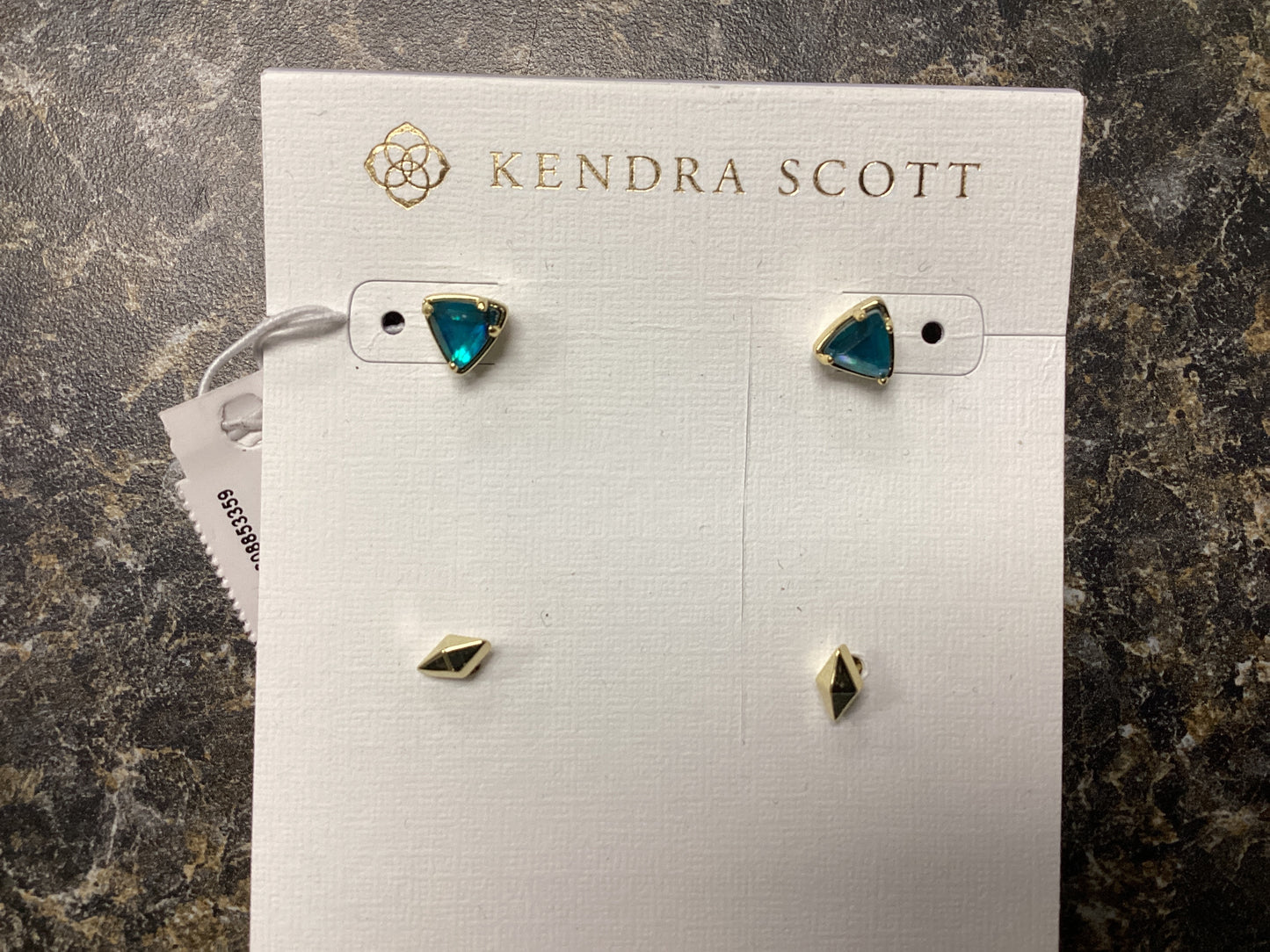 Greta gold teal stud set earrin