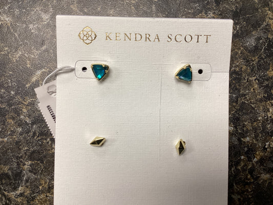 Greta gold teal stud set earrin