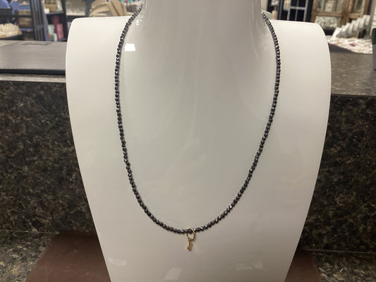 Cross charm gold hematite 15" choker necklace