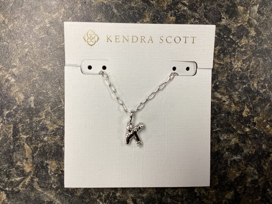 Letter K silver crystal necklac