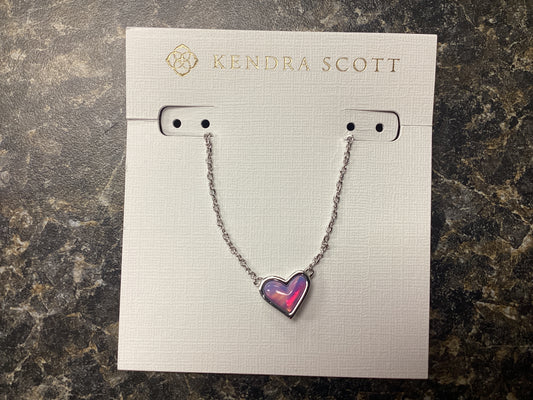 Framed Ari Heart Pendant Necklace Rhod Lilac Oplscnt resin