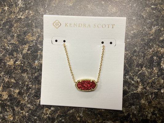 Elisa gold bright red drusy necklace