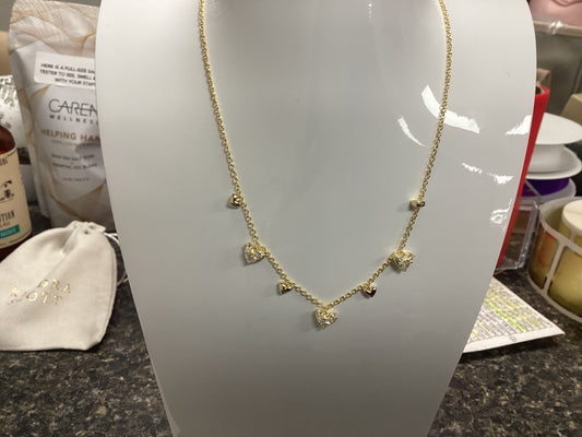 Haven heart crystal choker necklace gold metal white crystal