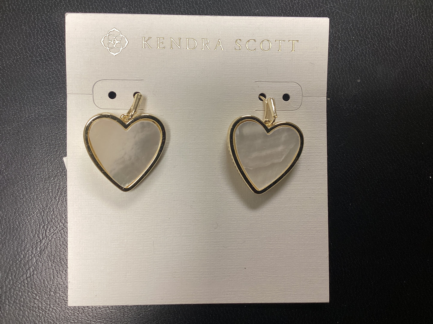 Heart gold ivory pearl drop earrings