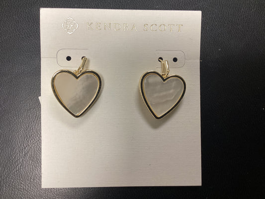 Heart gold ivory pearl drop earrings