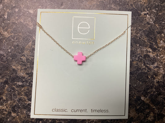 16 " Necklace Gold- Signature Cross Bright Pink