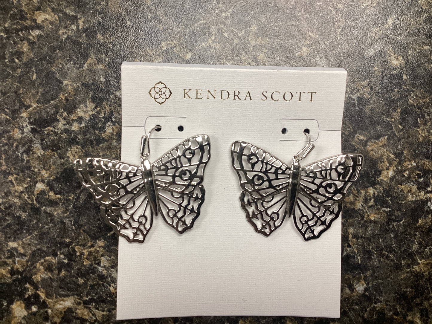 Hadley butterfly silver drop earrings
