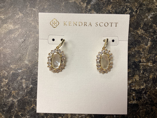 Lee Crystal FrMed Drop Earrings gold ivory mop