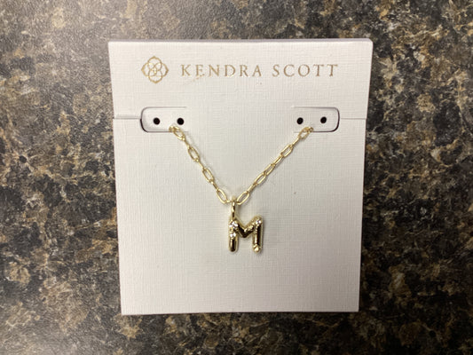 Letter M gold crystal necklace