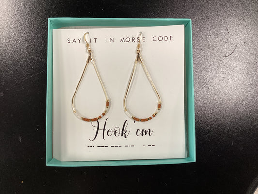Hook em morse code earrings