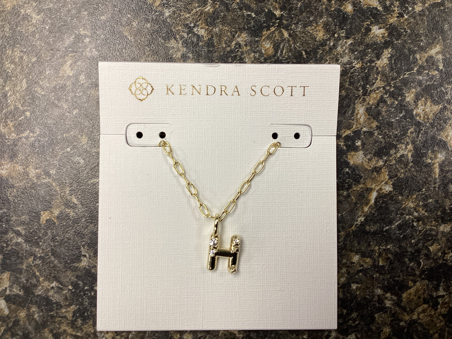 Letter H gold crystal necklace