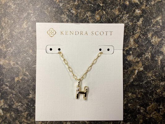 Letter H gold crystal necklace