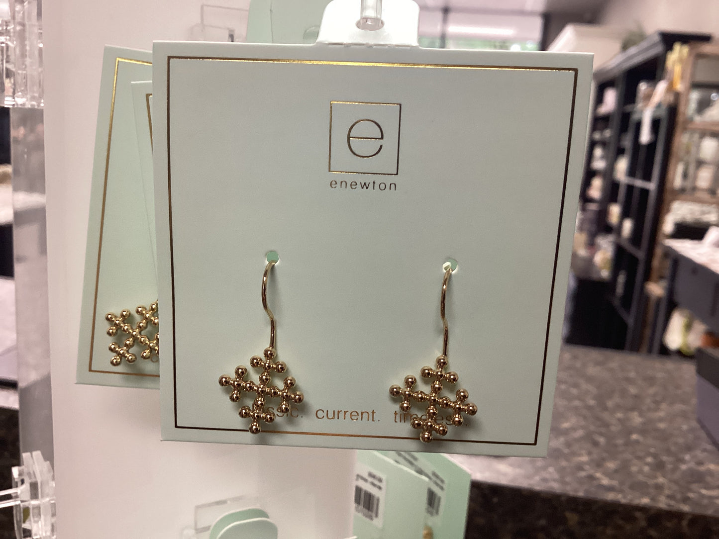 Classic Beaded Signature Cross Encompass gold drop earring