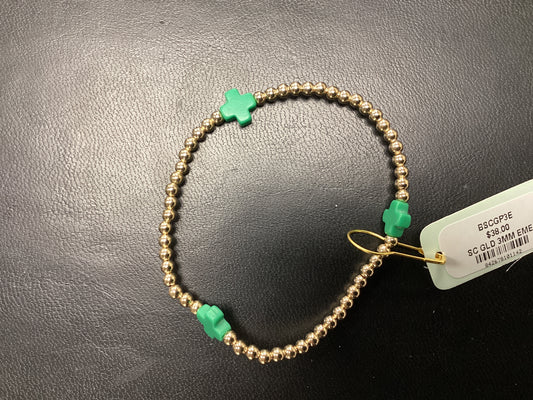 Signature Cross gold 3mm bead - Emerald