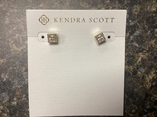 Gracie stud earrings gold white crystal