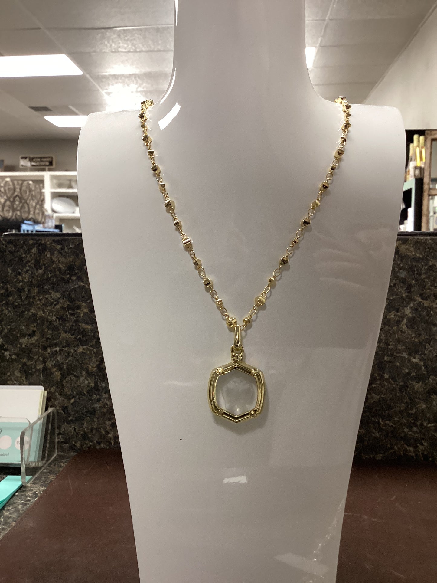 Davie Intaglio gold clear necklace