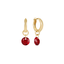 Huggie Gold 0.5" Hoop Earrings Reflection Small Charm January