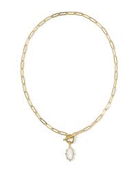 Elisa enamel gold white pearl necklace