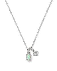 Elisa mini Dira silver green opal necklace