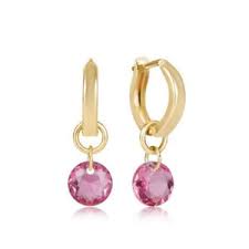 Huggie Gold 0.5" Hoop Earrings Reflection Small Charm October