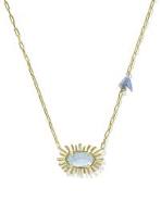 Elisa Bird Gold Sky Blue Pearl Necklace