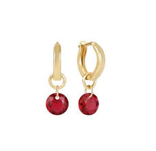 Huggie Gold 0.5" Hoop Earrings Reflection Small Charm July