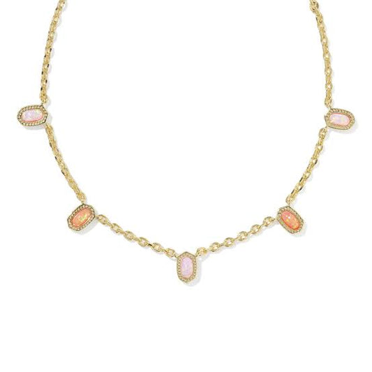 Elisa mini gold pink mix strand necklace