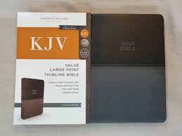 KJV Thomas Nelson Thin line Large Print Red letter Black/Gray leather soft