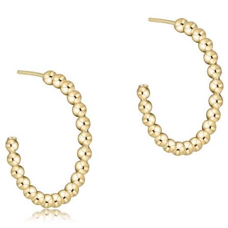 Classic Beaded 1.25 post hoop 4mm Gold