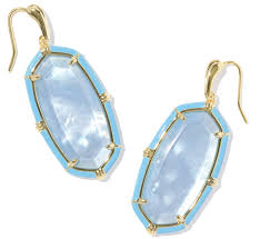 Elle enamel gold periwinkle illusion earrings