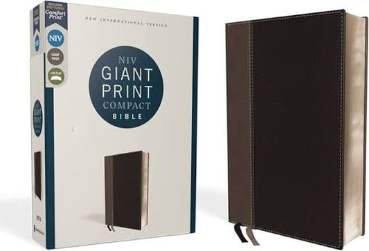 Bible NIV Giant Print Red letter Compact size Lay flat Black leather soft letter size 12
