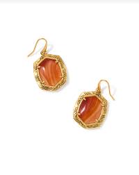 Daphne gold tiger stripe orange banded agate earrings