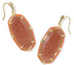 Elle enamel gold orange goldstone earrings