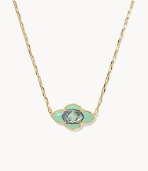 Abbie Medallion gold abalone sea green necklace