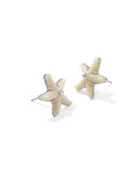 Parker Starfish silver natural pearl stud earrings