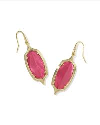 Dani Step Gold Dark Pink Illusion Drop Earrings