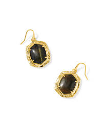 Daphne gold tiger stripe dark brown earrings