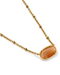 Elisa gold tiger striped orange banded agate necklace