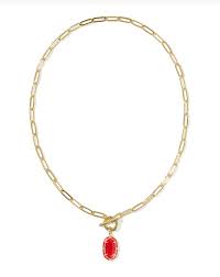 Elisa enamel gold red illusion necklace