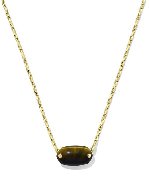 Elisa riveted gold brown hawks eye necklace