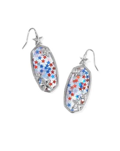Elle silver red white blue multi star earrings