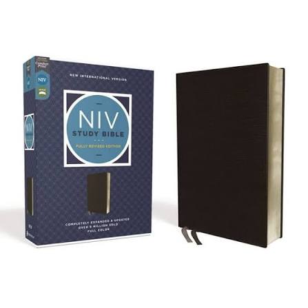 Bible NIV Study Bible Black leather soft, Lay Flat Red Letter Comfort Print