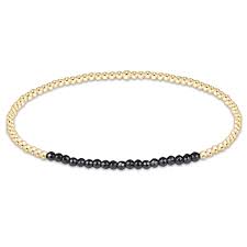 Bliss Faceted Hematite 2mm Gold Bracelet