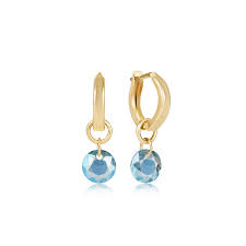 Huggie Gold 0.5" Hoop Earrings Reflection Small Charm March