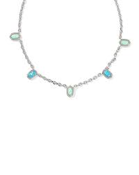 Elisa mini silver green mix strand necklace