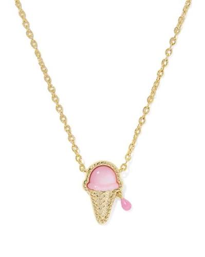 Ice Cream gold pink pearl necklace