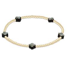 Signature Cross 2mm Gold Bracelet - Mother of Pearl - Black Tahitian