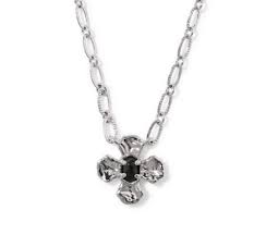 Leanne silver black granite short necklace