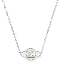 Abbie Medallion silver white mix necklace