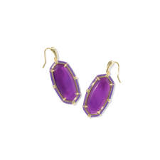 Elle enamel gold purple pearl earrings